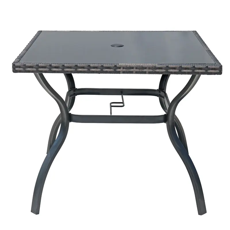 Black outdoor dining table and black rattan armchair patio sets on sale garden table and chairs set