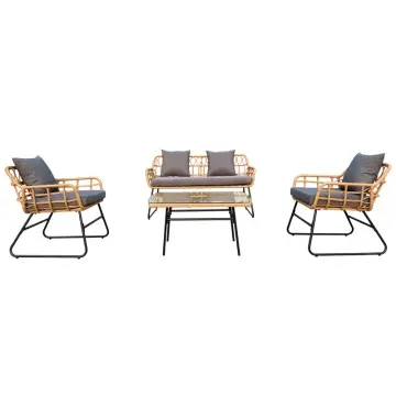 Four-piece set, black leg tubes,outdoor garden furniture