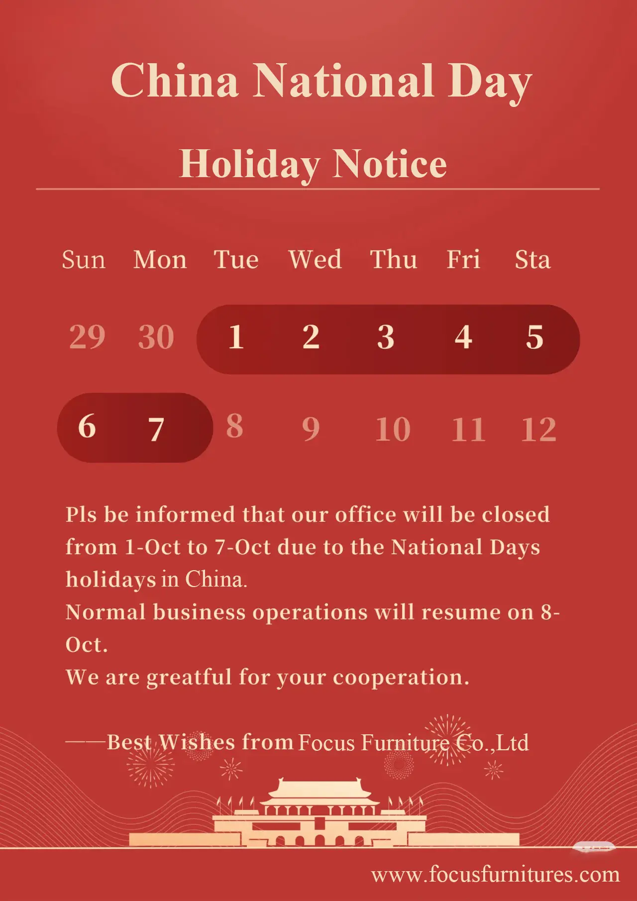 China National Day Holiday Notice
