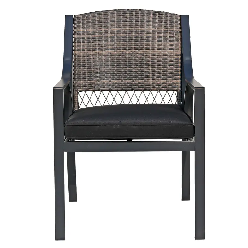 Black outdoor dining table and black rattan armchair patio sets on sale garden table and chairs set