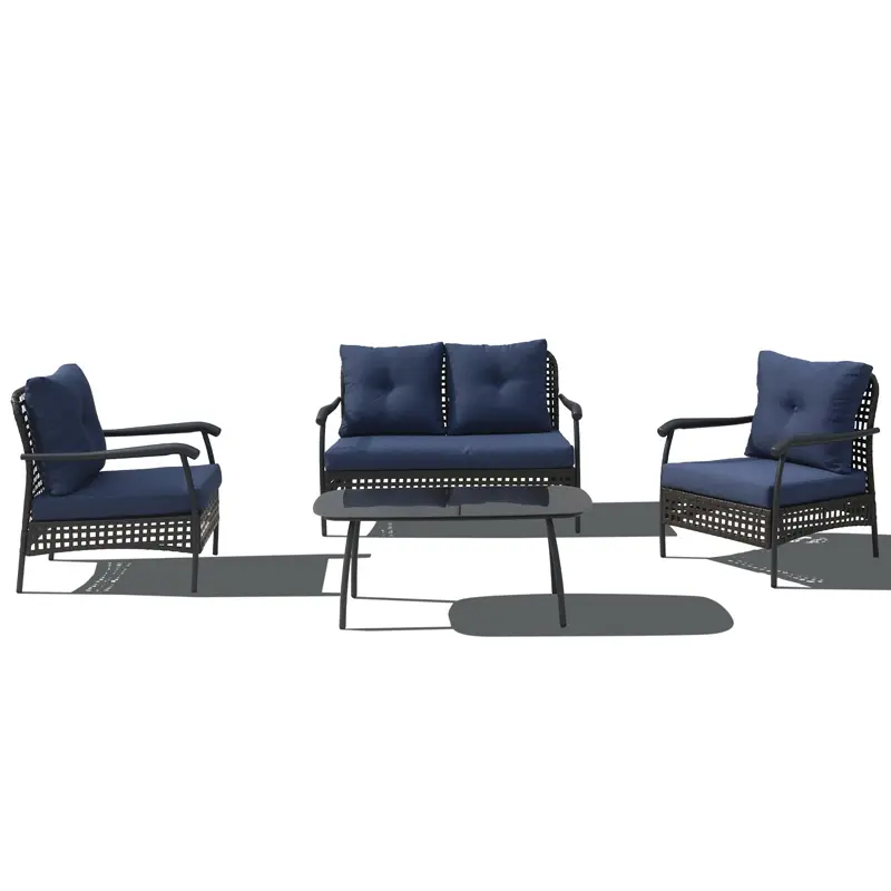 A set of four iron sets outdoor garden furniture