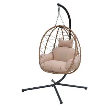 Yellow Rattan Outdoor Patio Egg Chair with heatig cushion