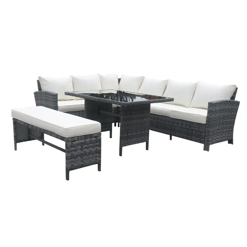 Rattan furniture garden corner sofa patio furniture rattan sofa with outdoor wicker bar stools