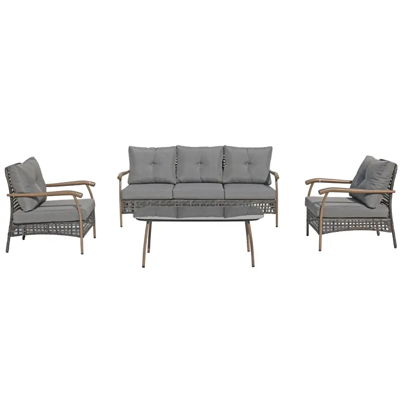 A set of four iron sets outdoor garden furniture