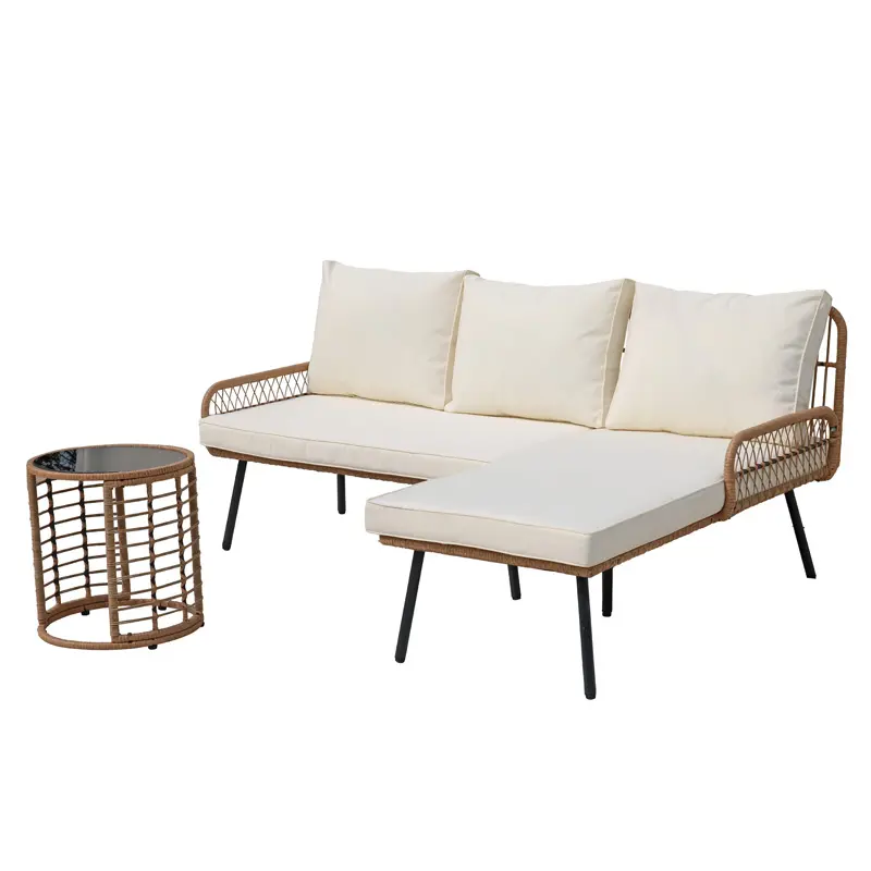 Rattan outdoor sofa round outdoor coffee table wicker outdoor furniture