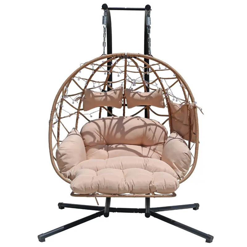 Outdoor courtyard yellow leg support and storage bags LED lamp belt double hanging basket